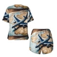 thumbnail image 5 of Lsque Airplane World Map Adventure Women's Short-Sleeved Pajama Set - 2 Piece Soft and Lightweight Sleepwear Set-3X-Large, 5 of 9