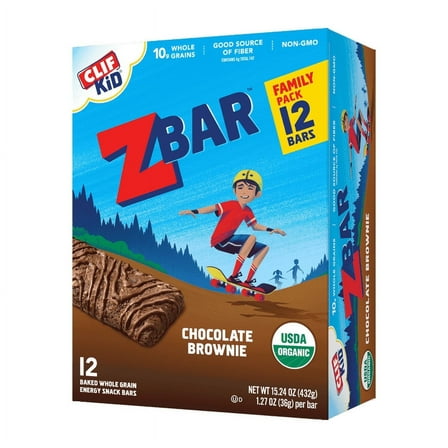Clif Bar Organic Kid ZBar Chocolate Brownie - 12 Bars Pack of 3