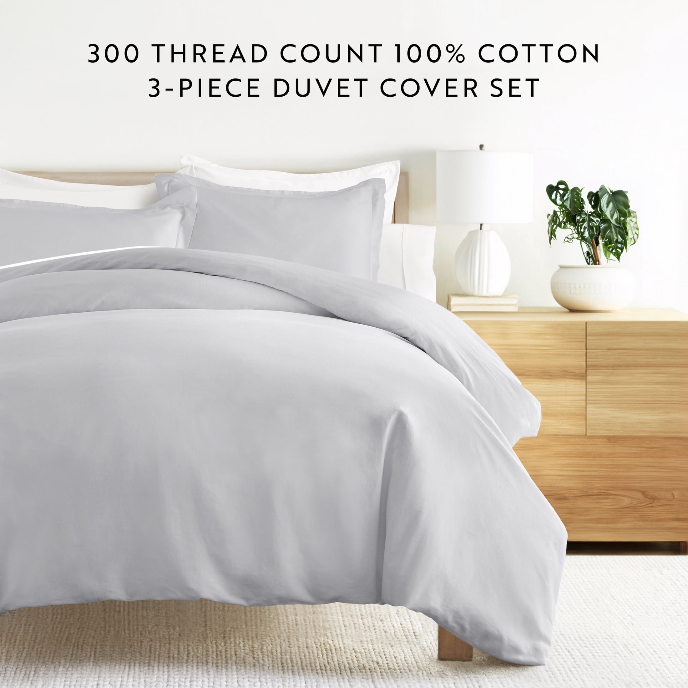 Light Gray Vintage Washed 3 Piece Cotton Duvet Cover Set, Twin/TwinXL, by Noble Linens