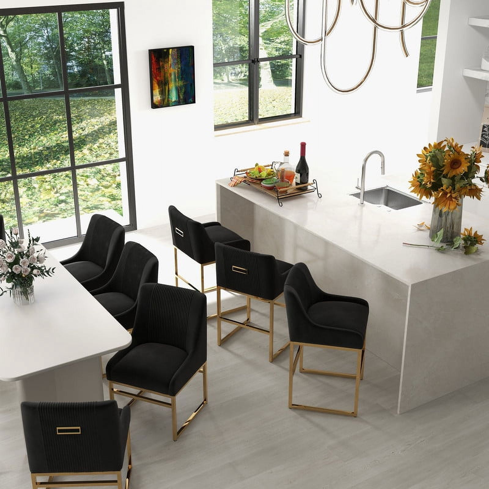 SEYNAR Modern Velvet Upholstered Accent Dining Chairs Set of 8, Kitchen Side Chair with Metal Frame for Living Room