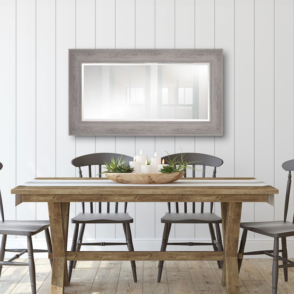 Tyler Dillion Gray Rectangular Faux Wood Grained Beveled Wall Mirror 36"H x 24"W