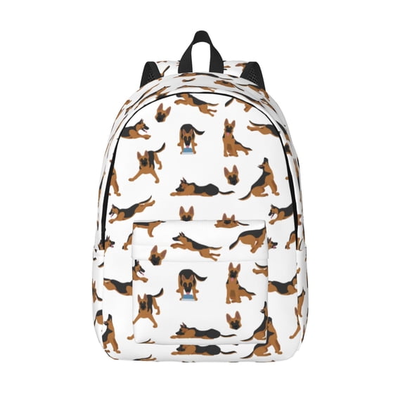 Hirioo German Shepherd Dog Canvas Backpack, Durable Travel Backpack with Multiple Compartments,Large Capacity, Backpack for School, Hiking, Work