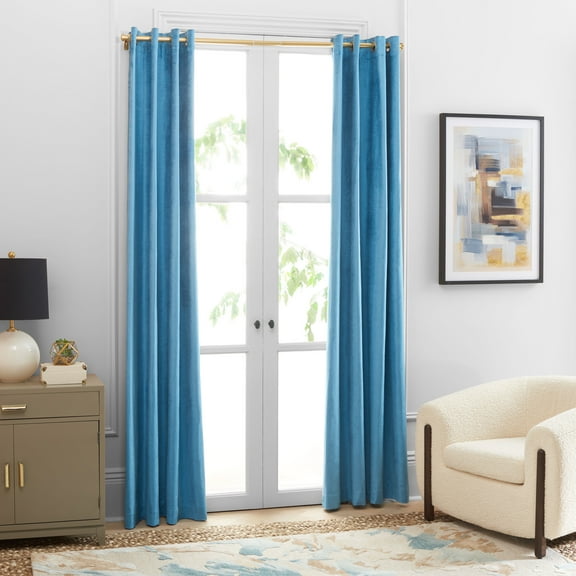 SAFAVIEH Creslia Contemporary Ocean Solid Grommet Blackout Curtains, 52" x 96"