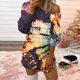 thumbnail image 2 of Moda mujer Casual sin tirantes manga larga Tie-dye impreso sudadera Tops Bluse Pompotops gfhjh9056, 2 of 4