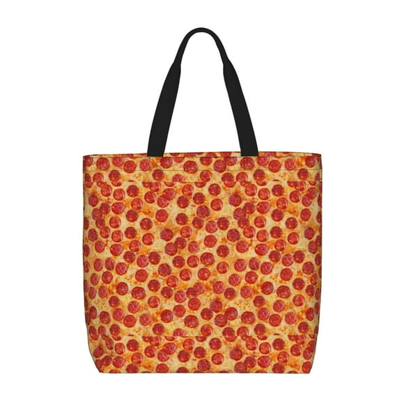 Fotbe Pizza Bolsa Tote con Estampado para Mujer, Bolsos con Cremallera, Bolsa de Hombro Casual de Gran Capacidad con Bolsillos Internos