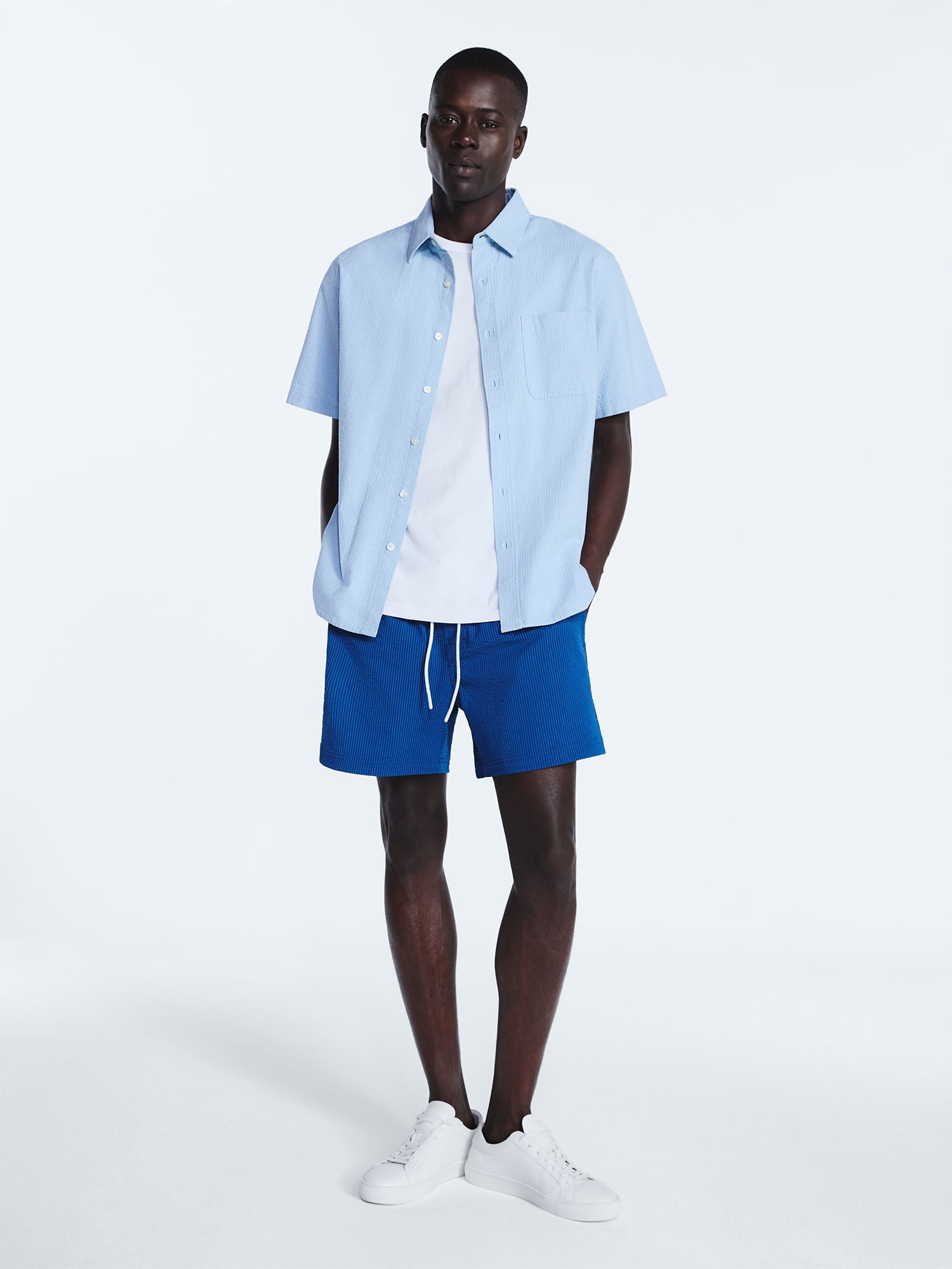 Free Assembly Men's Swim Stretch Seersucker Board Shorts, 5" Inseam, Sizes S-3XL