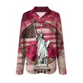 thumbnail image 4 of vigerkar Women's Cotton and Linen Independence Day American Flag Floral Print Shirt (Hot Pink, XL), 4 of 5