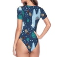 thumbnail image 3 of Uemuo Alpaca Astronaut in Space Pattern Women's One Piece Short Sleeve Swimsuit Rash Guard Surfing Modest Quick-drying Swimsuit Beach Essentials-Large, 3 of 9