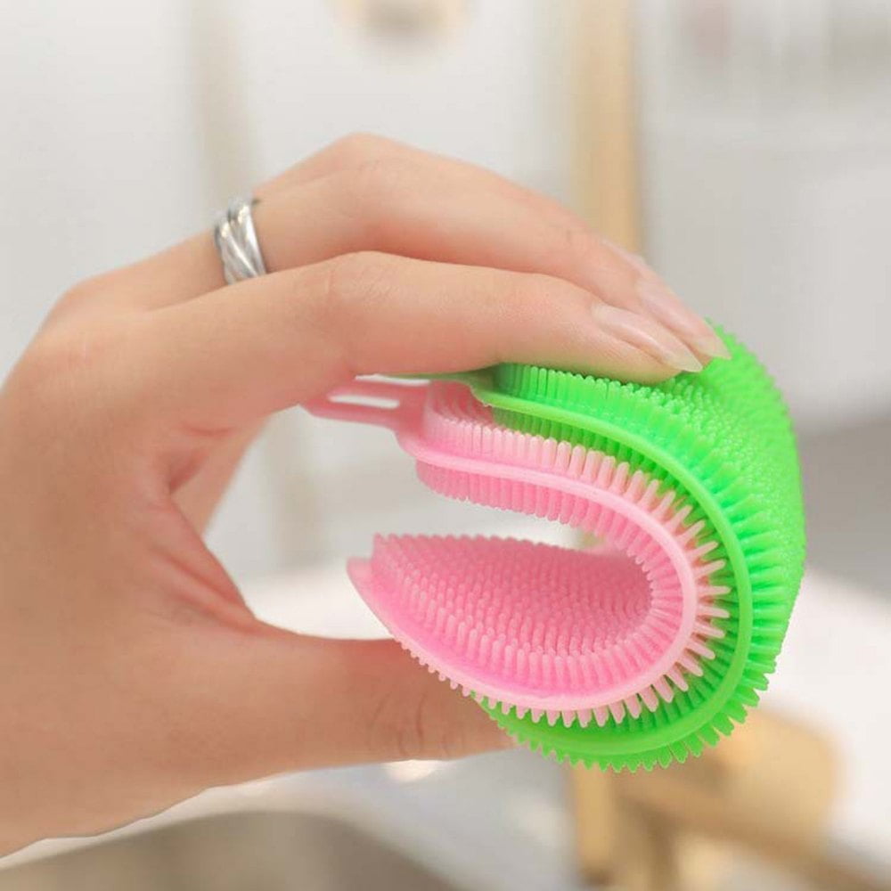 2 Silicone Scrubber Multipurpose Kitchen Scrub Brush for Dish Pot and Vegetables 