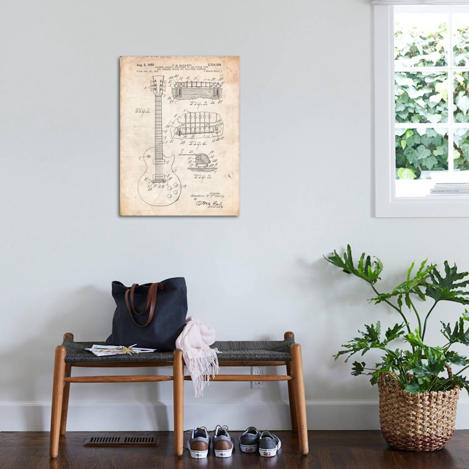 Art.com Gibson Les Paul Guitar Patent Art Print by Cole Borders, 24" x 32"