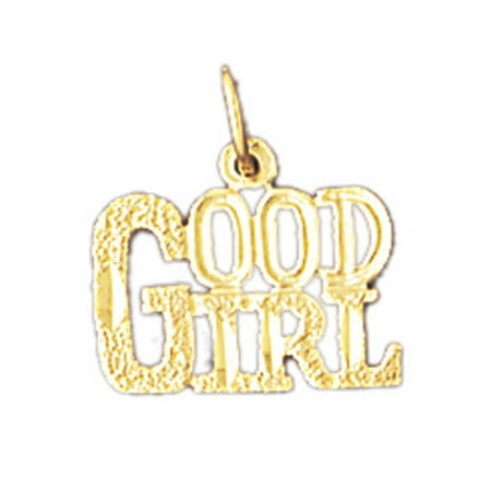14K Yellow Gold Good Girl Saying Pendant - 15 mm
