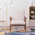 thumbnail image 3 of IVV Mid-Century Modern Leisure Chair with Solid Wood Frame, Fabric Upholstered Single Sofa Armchair for Living Room, Bedroom, Balcony, Beige, 3 of 10