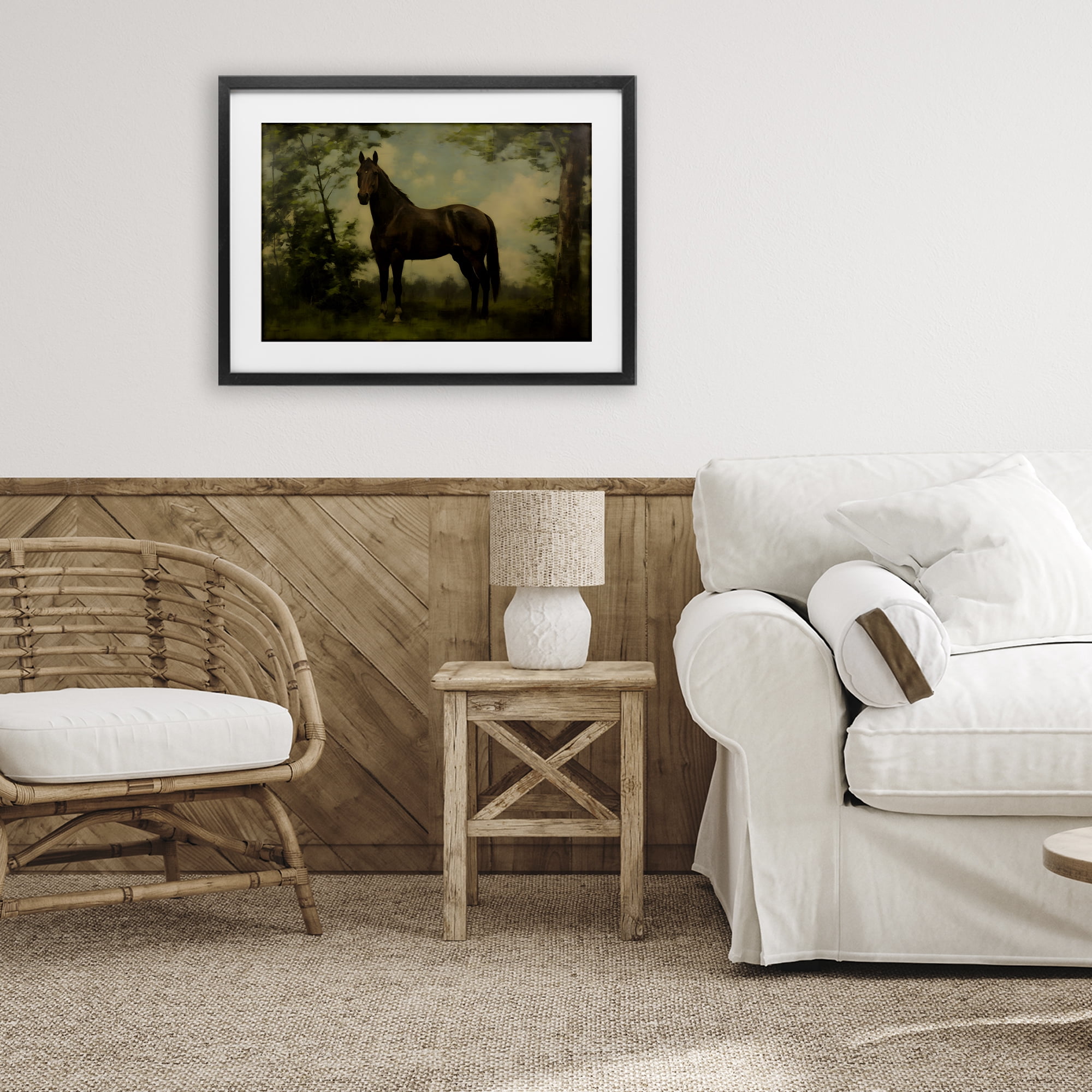Stupell Industries Forest Horse Portrait Black Framed Print Under Glass, design by Petal Prints Design