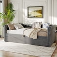 thumbnail image 1 of Noble House Upholstered Daybed with Trundle, Tufted Button Design with Curved Arms, No Box Spring Needed,Grey, 1 of 9