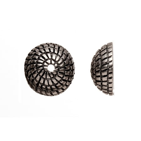 Domed Shape - Dome Shape With Spiral Pitching Antique Silver-Plated Bead Cap Fits 16-18mm Beads 16x16mm Sold per pkg of 6pcs per pack