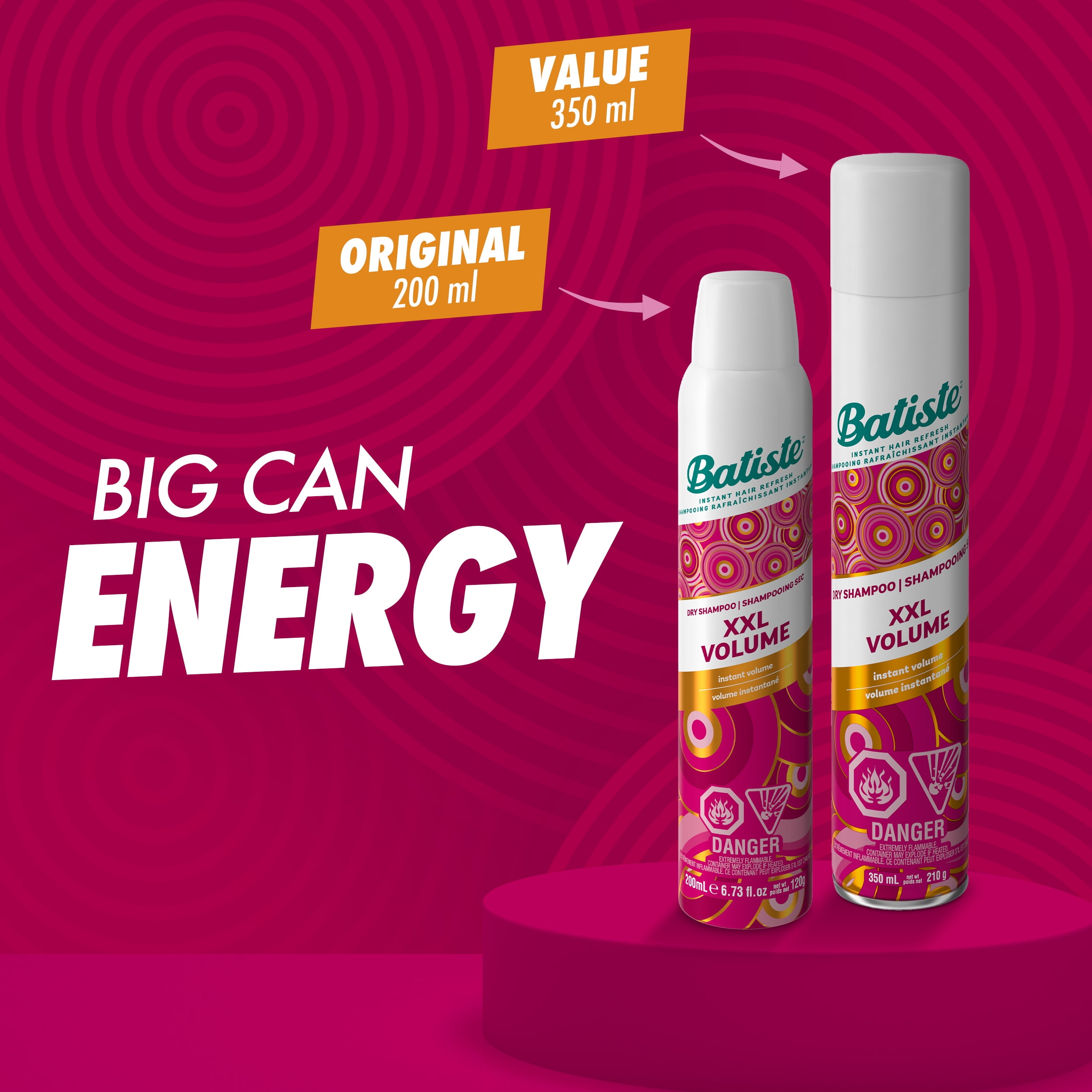 Batiste XXL Volume Dry Shampoo Spray, Value Pack, Waterless Shampoo for Added Hair Texture and Body, Large Format, 350mL