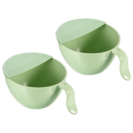 Rice Washing Bowl 2PCS  PP Kitchen Strainer Colander Bowl Drain Basket Green