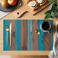 thumbnail image 2 of Brown Wooden Grain Placemats Set of 4, Farmhouse Mottled Country Planks Placemats for Dining Table, Place Mats for Kitchen Tabletop, Waterproof Wipeable Dining Table Mats Set, 2 of 9