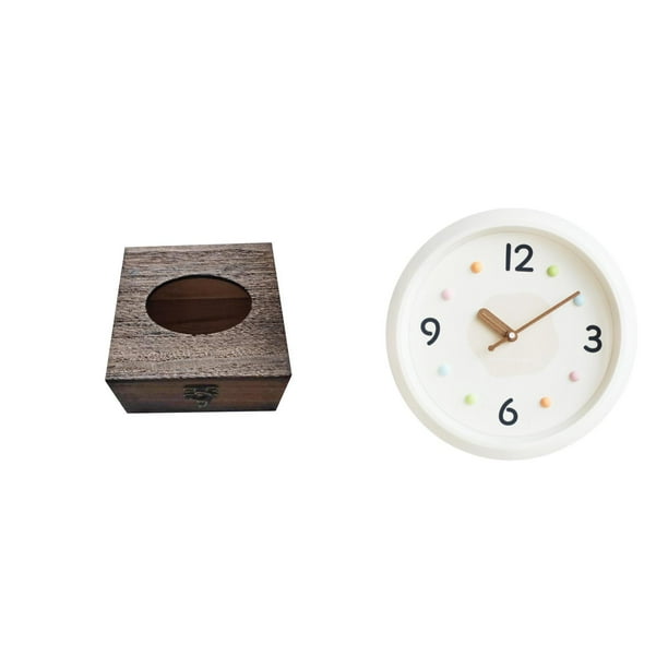 Caja De Pañuelos De Madera, Dispensador De Pañuelos Faciales, Organizador, Bandeja Para Toallas De Mano, Soporte Para Servilletas, Funda Para Caja De Pañuelos, Reloj De Pared Moderno,