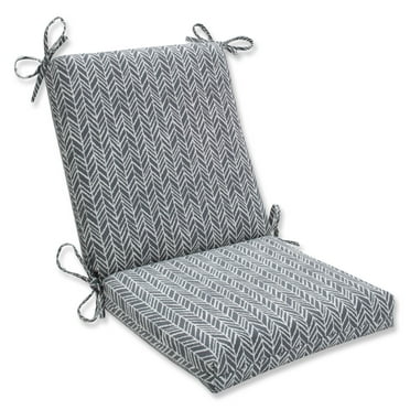 Pillow Perfect  Outdoor/ Indoor Herringbone Slate Squared Corners Chair Cushion