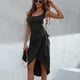 thumbnail image 2 of Vestido Sin Mangas, Cintura Alta, Color Puro, Informal, Con Lazo En La Cintura, Vestido Midi Para Compras De Citas ANGGREK Otros, 2 of 8