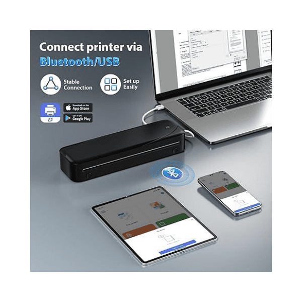 NelkoGlobal Bluetooth Portable Thermal Printer &ndash; 8.5''&times;11'' Inkless, 300DPI