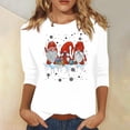 thumbnail image 1 of Meichang Hauts de Noël pour Femmes Manches 3/4 Col Rond Gnomes Graphiques T-Shirts Blouse Décontractée de Vacances en Solde Cadeaux de Noël, 1 of 4