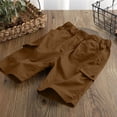 thumbnail image 4 of Lumosvexa Boys Cargo Shorts Cotton Breathable with Pockets Elastic Waist Kids Summer Daily Casual Shorts Brown Size 6, 4 of 10