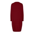 thumbnail image 5 of Offres de Liquidation d'Hiver! Robes Décontractées pour Femmes 2024, Robe Décontractée Unie à Manches Longues Col Rond Vin 4TG, 5 of 5