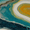 Abstract Swirl Gold Teal Agate Marble, variant on Qisvanset Blue Heeler Dog Portrait Canvas Wall Art 15.75x11.81 INCHES