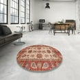 thumbnail image 3 of Ahgly Company Indoor Round Abstract Brown Oriental Area Rugs, 6' Round, 3 of 6
