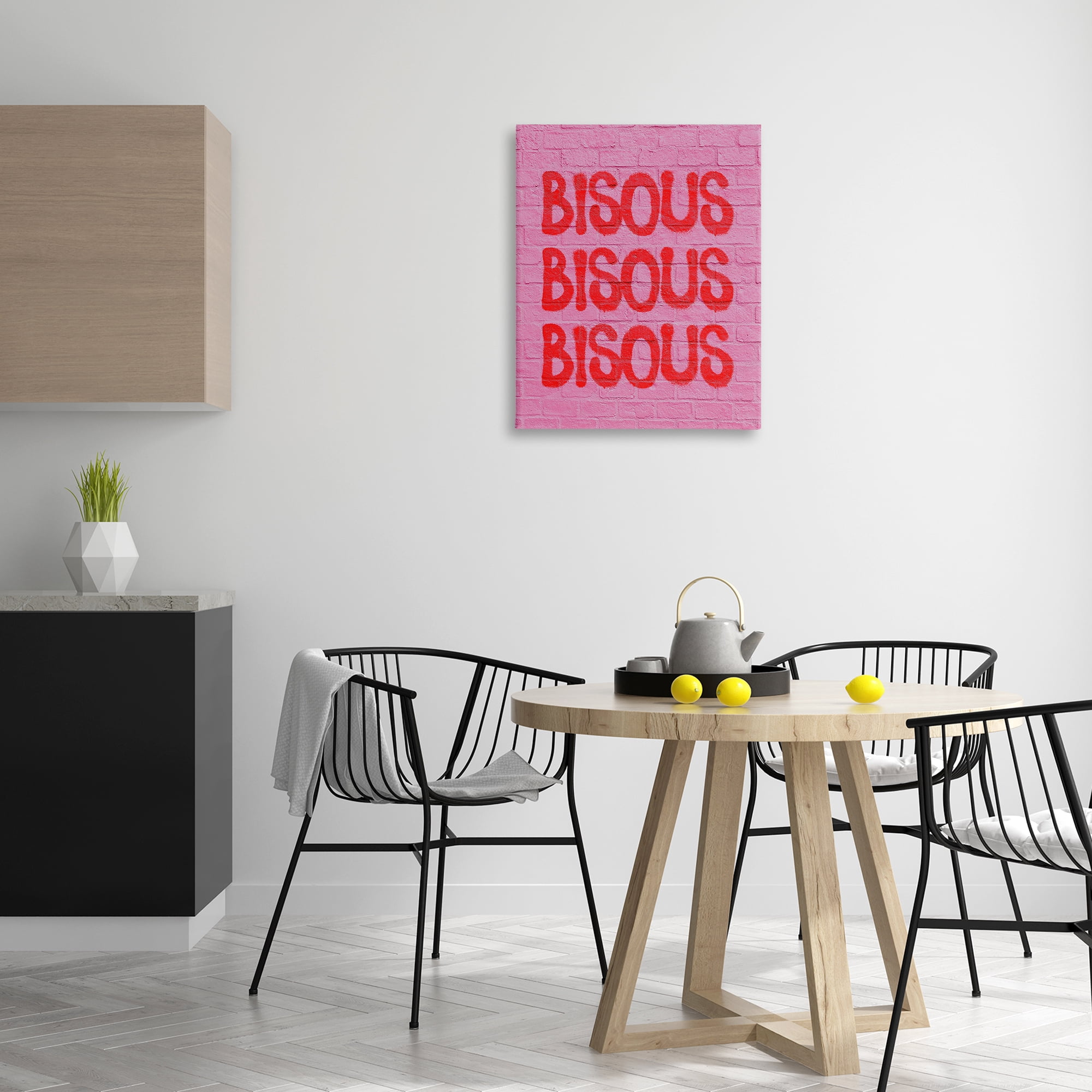 Stupell Industries Bisous on Brick Pattern Text & Numbers Painting Wrapped Canvas Art Print Wall Art, 24 x 30