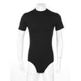 thumbnail image 3 of Miutii Men's Short Sleeve Undershirt One Piece Leotard Top Press Button Crotch Shirt Bodysuit Slim Black M, 3 of 6