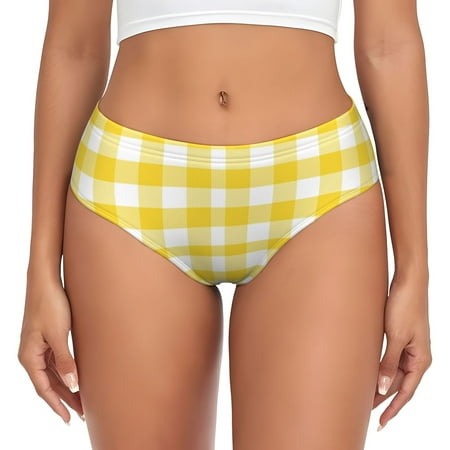 yellow buffalo plaid Womens Briefs Underwear  No Show Seamless Underwear for Women  Soft Stretch Women s Panties  Classic Hipster Panties Bikini Underwear Briefs for Ladies