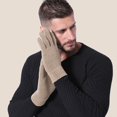 thumbnail image 2 of AWZXDE Mens Gloves Solid Color Winter Thickened Knitted Outdoor Warm Screen Snowman Embroidered, 2 of 5