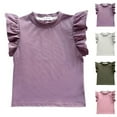 thumbnail image 3 of XBASW Toddler Kids Girls Ruffled Sleeve T-Shirt Crewneck Pullover Tops Comfort Summer Cotton Tees for 1-7 Years, 3 of 8