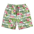 thumbnail image 3 of Uemuo Tropical Flamingo Pattern Men's Swim Trunks Hawaiian Beach Bathing Suit Swimsuits Beach Quick-Dry Shorts with Pockets-, 3 of 9