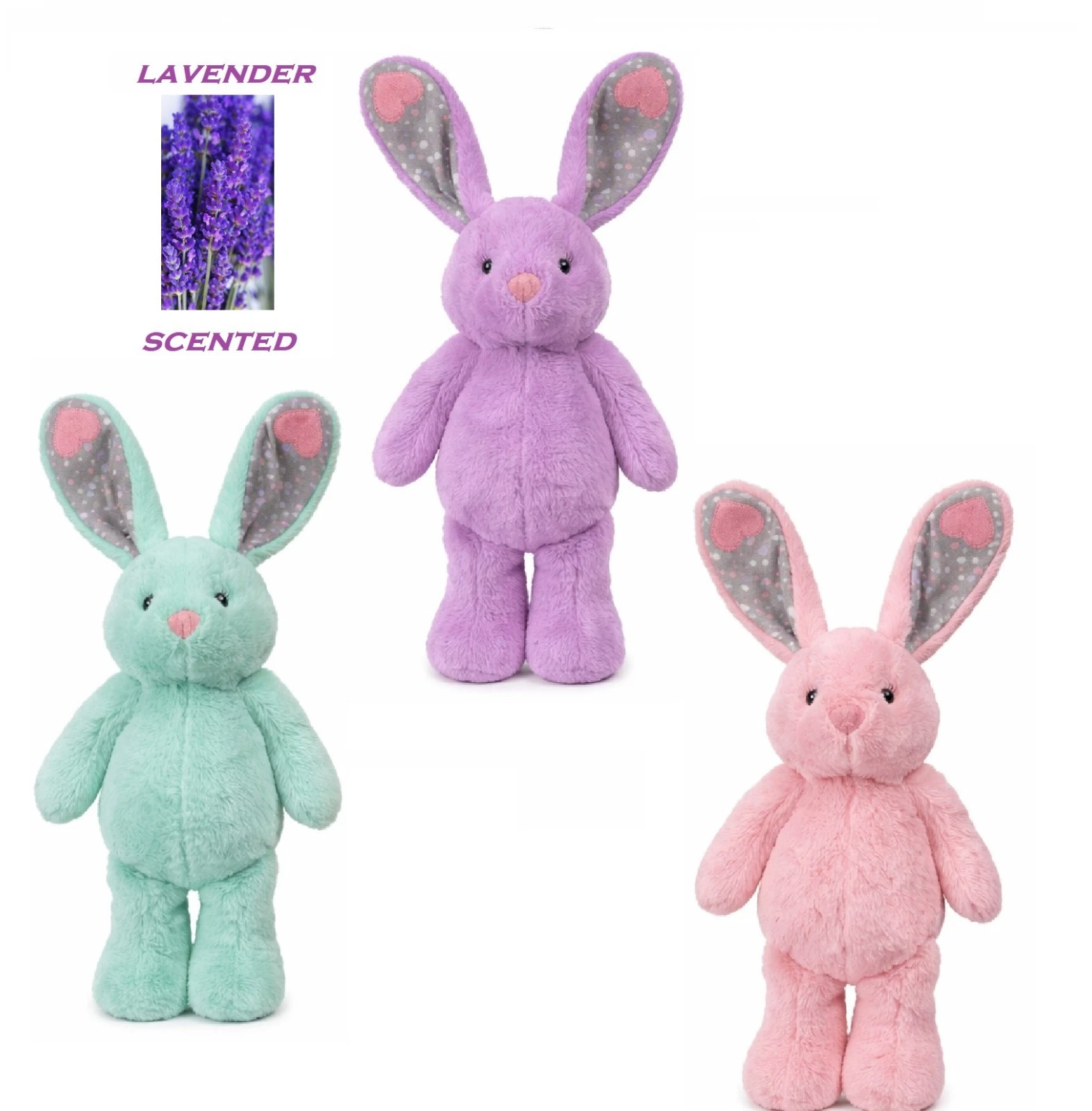 Plush Dog Toy Soothing Calming Lavender Infused 12 Inch Bunny With Heartbeat (Pink)