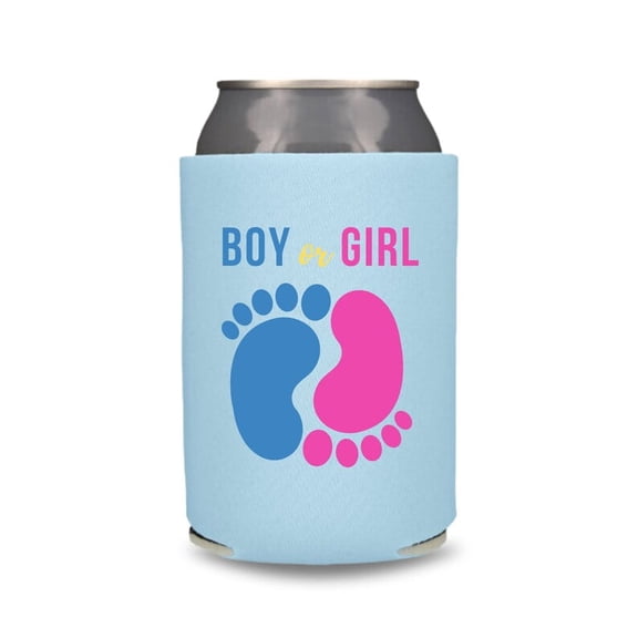 Gender Reveal Coolies, Boy Or Girl, Baby Announcement Can Coolers, Baby Shower Beer Coolies, Party Gifts and Favor Ideas (1 Placid Blue)