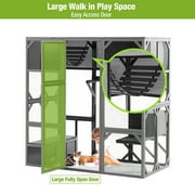 Segmart Cat House Outdoor Catio Wooden Walk-in Cat Enclosure Large for Multiple Cats, Upgrade Luxurious Cat Condo with Sunshine Board, Dark Grey