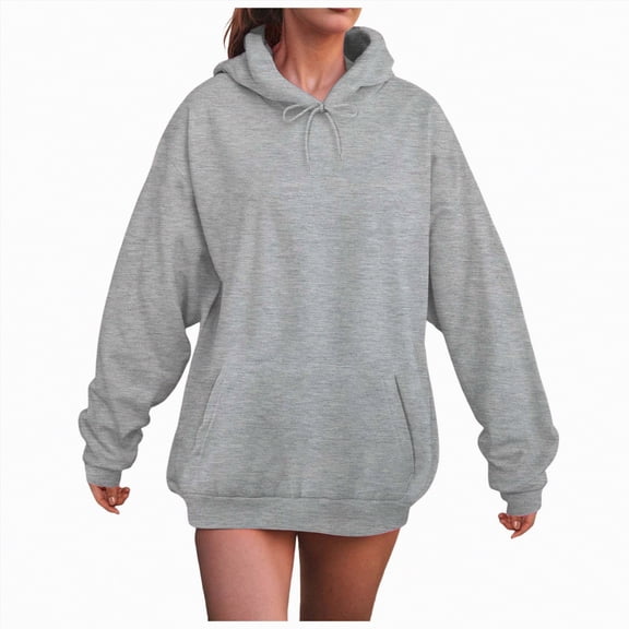 enyan Womens Casual Winter Warm Fleece Sherpa Lined Pullover Hooded Sweatshirt Women's Hoodies Pullover Grey,XXXXXL