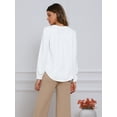 thumbnail image 3 of DARING DIVA Women's Button Front V Neck Long Sleeve Formal Top L White, 3 of 6