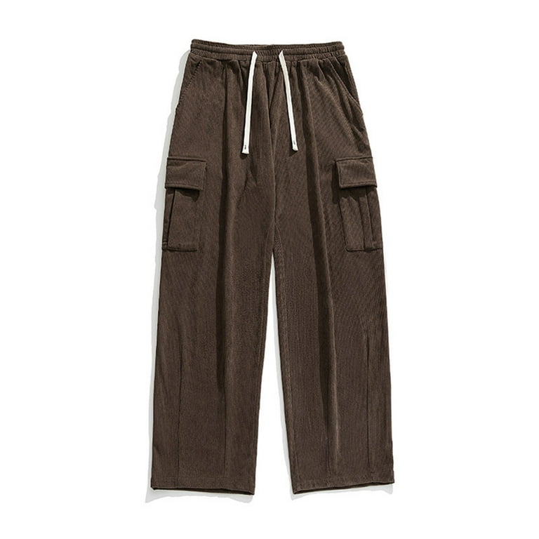 FAIWAD Men's Corduroy Pants Elastic Waist Straight Baggy FAIWAD Men's Corduroy Pants Elastic Waist Straight Baggy
