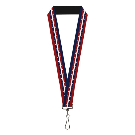 Buckle-Down Lanyard, Americana Stripe Stars Blue Red White, Elastic