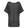 thumbnail image 4 of Women's Plus Size Cotton Linen Tops Loose Flowy Blouses Solid Short Sleeve Comfy Basic Tunics Tee Shirts for Summer, 4 of 5