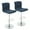 Dark Blue, Silver Chrome Base, variant on Modern Upholstered Bar Stool with Back Set of 2, Armless 360° Swivel Adjustable Height Linen Padded Bar Chair for Kitchen Island, Dining Room, or Café (Dark Gray)