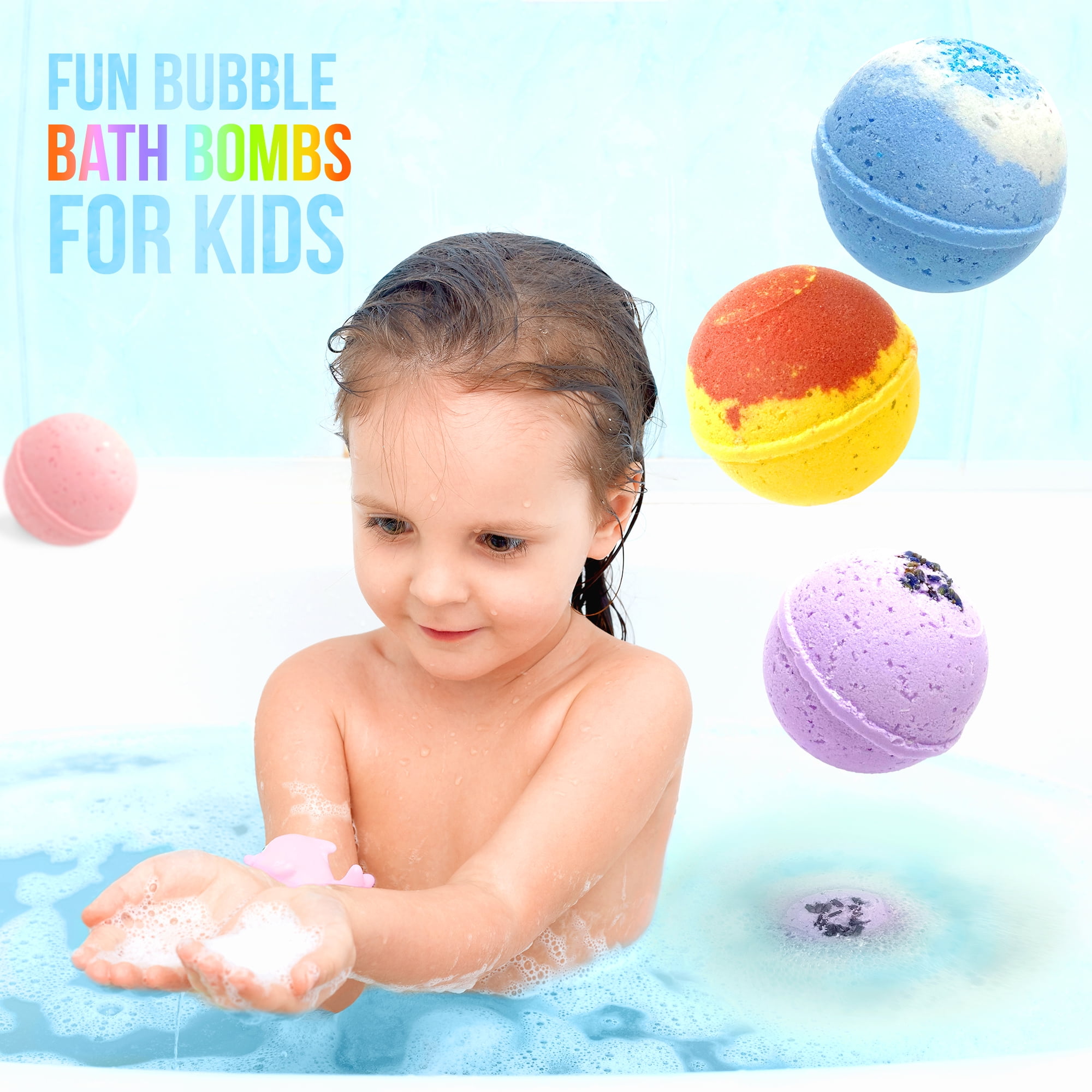 Bath Bombs for Kids Gift Set Handmade in USA Natural Safe for Sensitive Skin by Relaxcation 12 Set