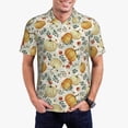 thumbnail image 4 of Xecao Autumn Pumpkins Leaves for Mens' Casual Short Sleeve Button-Down Polo Shirts for a Classic Golf Look, 4 of 9