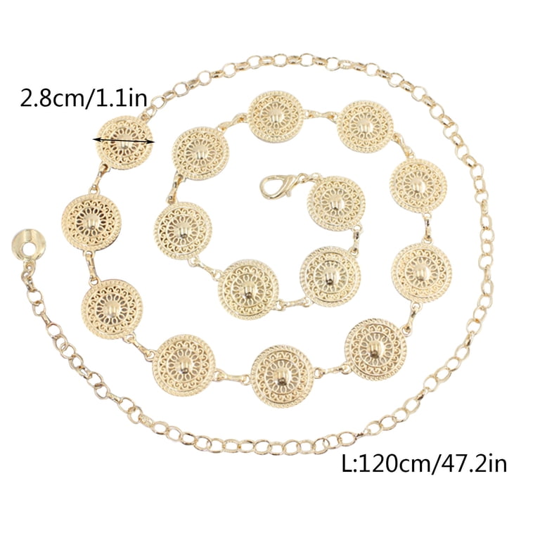 GOLD COIN CHAIN LINK ADJUSTABLE BELT Gold Chain Belt for Women - Adjustable Waist Chain with Sun  main image 3