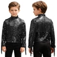 thumbnail image 6 of vastwit Kids Girls Boys Sequin Fringe Jacket Shiny Cowboy Outfit Disco Dance Top Long Sleeve Tassels Zip Up Glitter Coat Black 12, 6 of 7